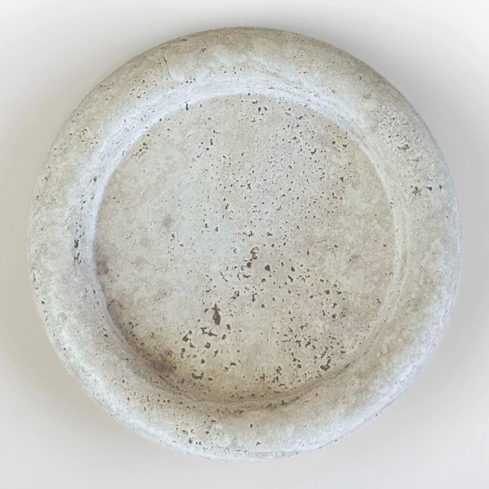 Neutral Marble Travertine Round Vanity Tray Jewelry Makeup Dish Decorative Beige